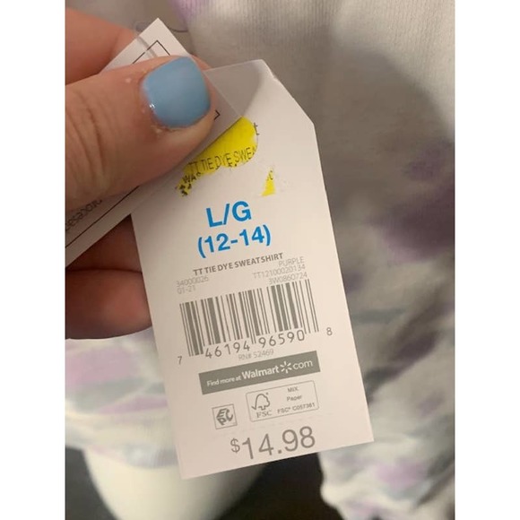 Time and Tru Purple Blue Sweatshirt Large NWT - Picture 2 of 4